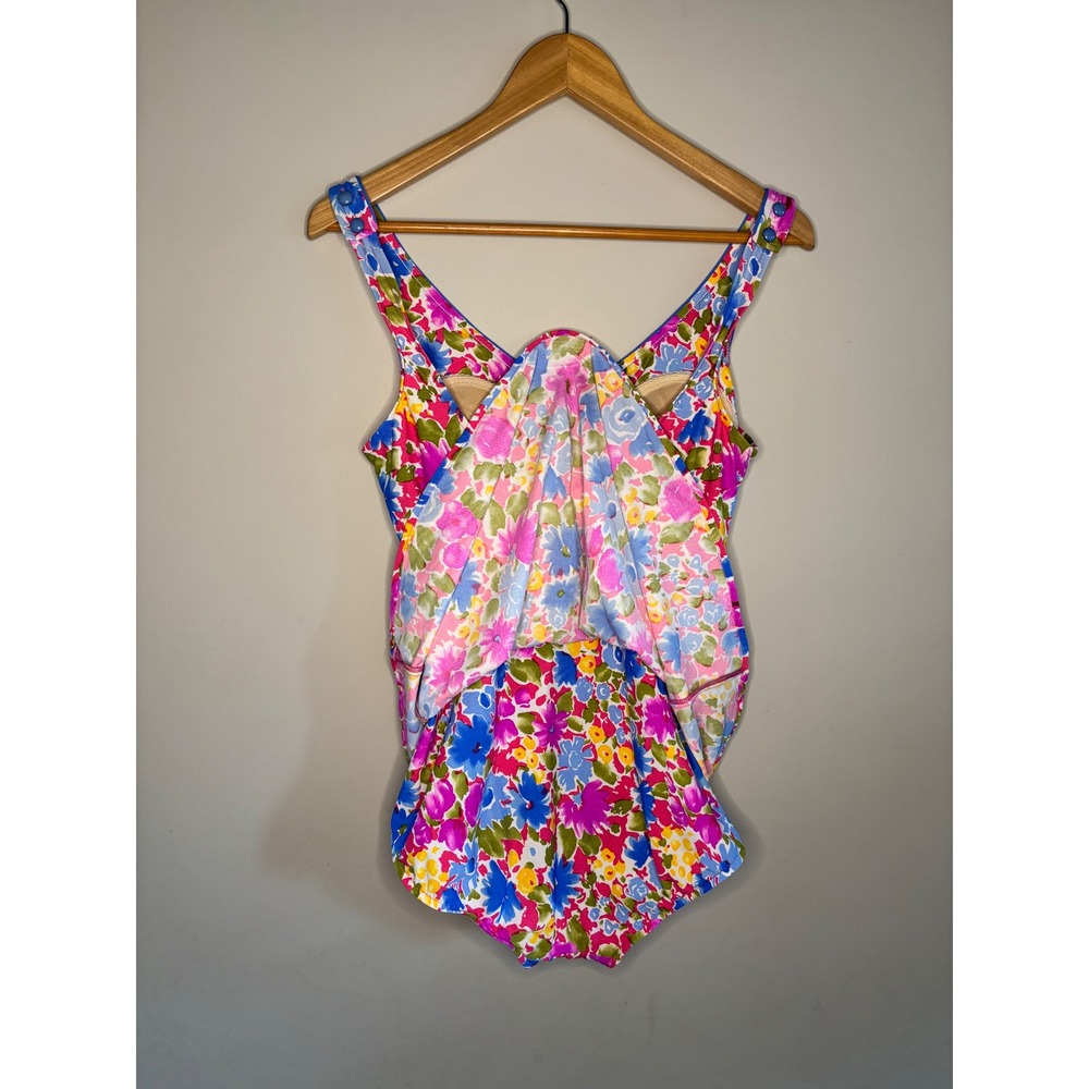 Vintage Floral Swim Dress Cottagecore Retro Skirted One Piece 12 - Picture 6 of 6